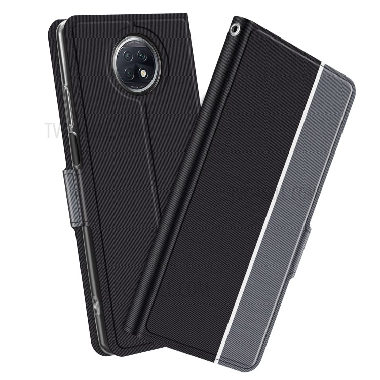 BaiYu Series Magnet Adsorption Leather Dual Card Slots Case Cover for Xiaomi Redmi Note 9T 5G / Note 9 5G - Black-1