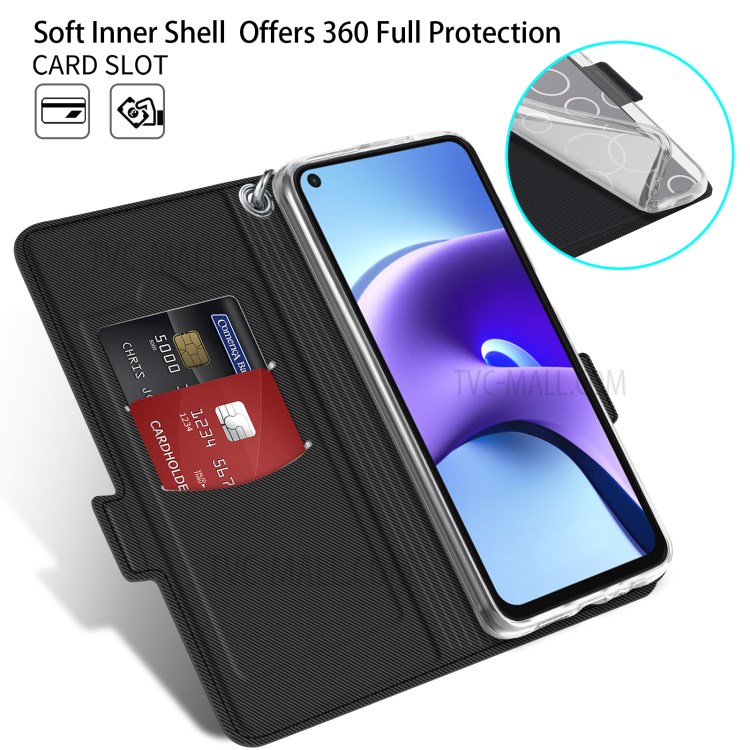 BaiYu Series Magnet Adsorption Leather Dual Card Slots Case Cover for Xiaomi Redmi Note 9T 5G / Note 9 5G - Black-5