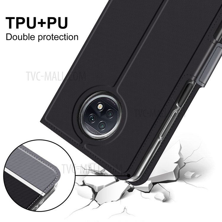 BaiYu Series Magnet Adsorption Leather Dual Card Slots Case Cover for Xiaomi Redmi Note 9T 5G / Note 9 5G - Black-8