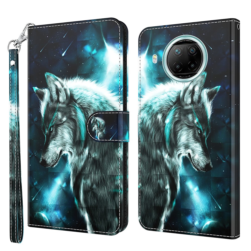 Pattern Printing Wallet Stand PU Leather Phone Protection Case Shell for Xiaomi Mi 10T Lite 5G/Redmi Note 9 Pro 5G/Mi 10i 5G - Wolf-1