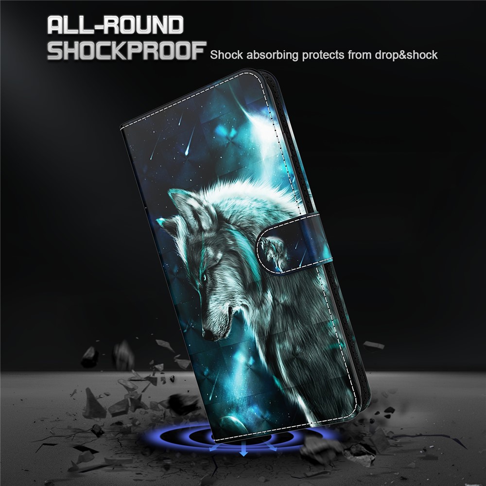 Pattern Printing Wallet Stand PU Leather Phone Protection Case Shell for Xiaomi Mi 10T Lite 5G/Redmi Note 9 Pro 5G/Mi 10i 5G - Wolf-4