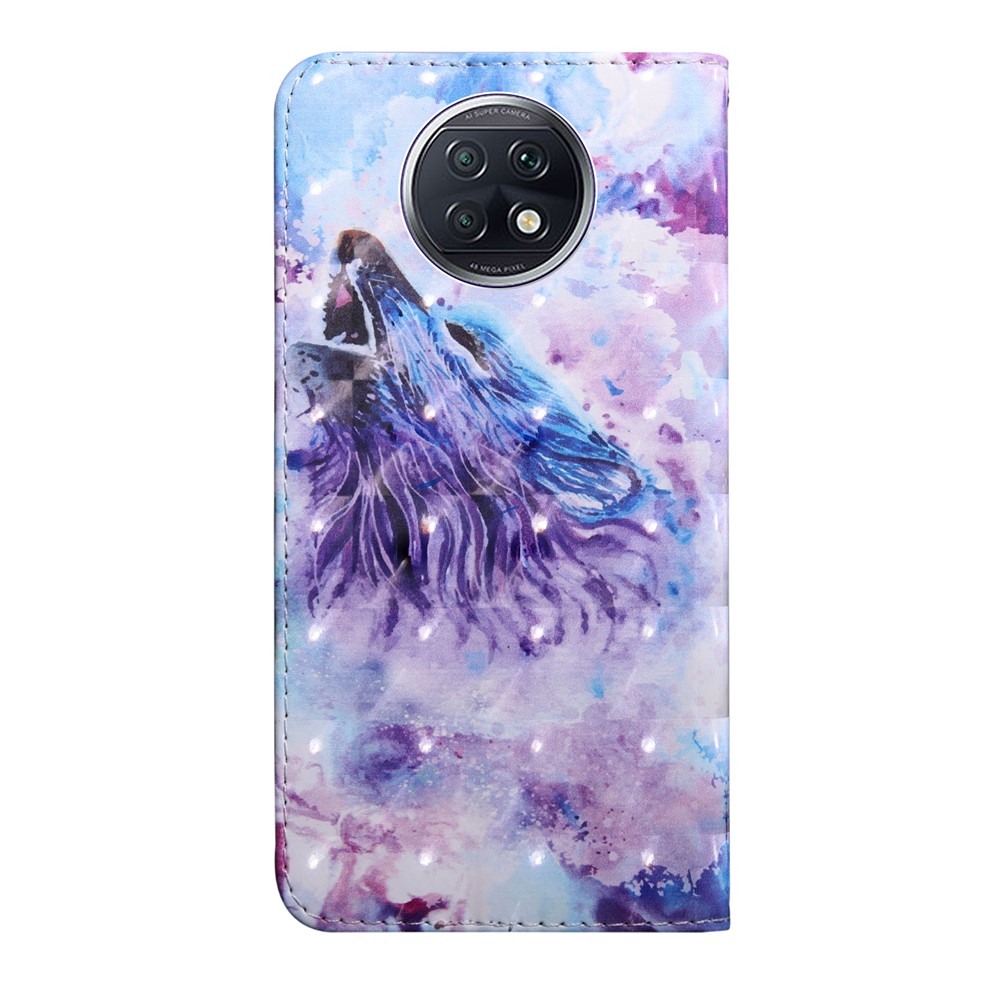 Pattern Printing Wallet Stand PU Leather Phone Cover Case for Xiaomi Redmi Note 9T 5G / Note 9 5G - Howling Wolf-2