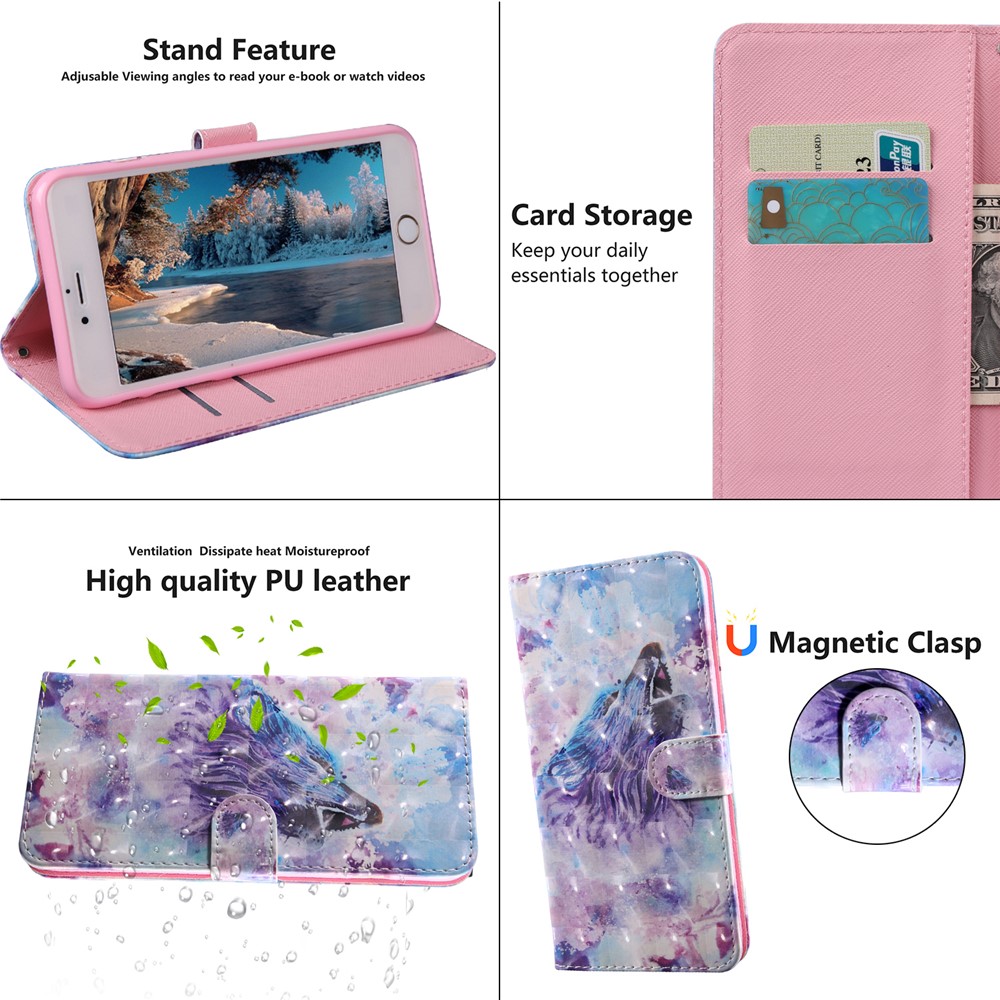 Padrão Printing Wallet Stand PU Capelo Capelo de Capelo Para Xiaomi Redmi 9T / 9 Poder / Nota 9 4G (Qualcomm Snapdragon 662) - Lobo Uivando