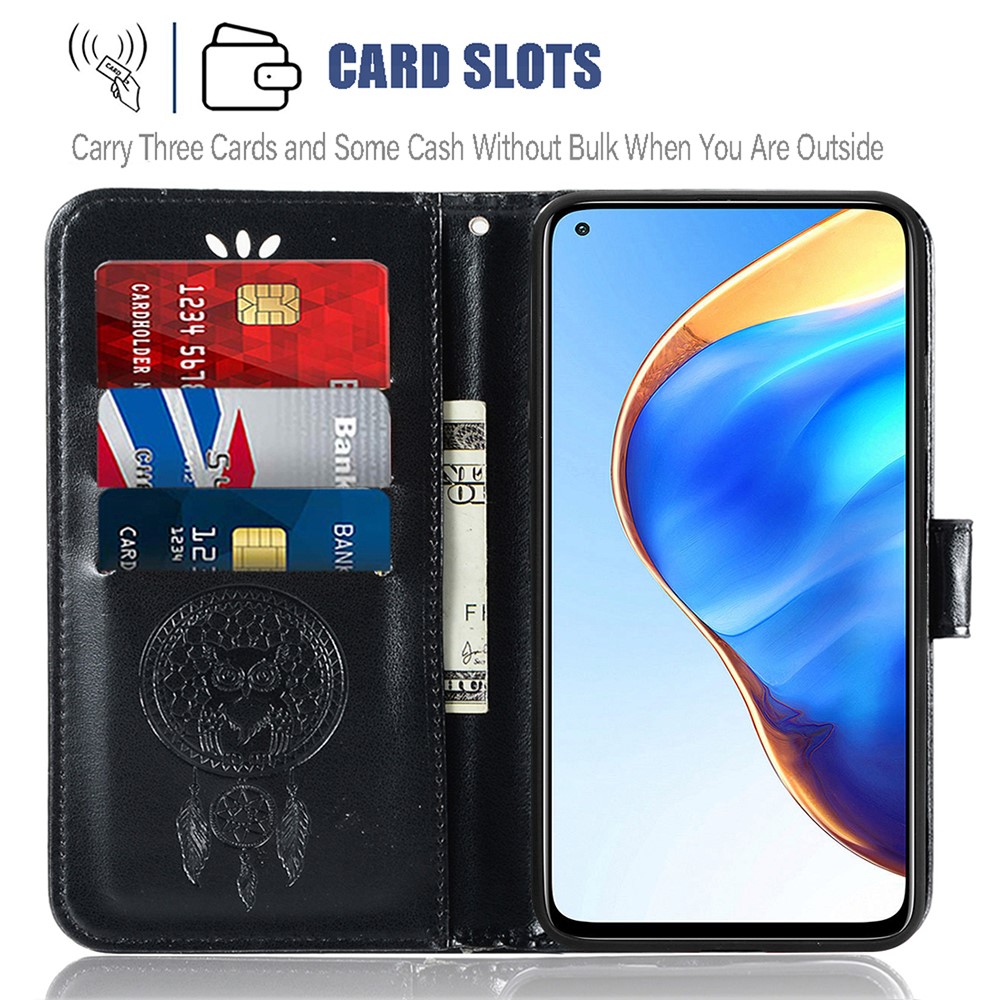 Dream Catcher and Owl Pattern Imprinting Design Leather Wallet Cell Phone Case for Xiaomi Mi 10T 5G/Mi 10T Pro 5G/Redmi K30S - Black-4