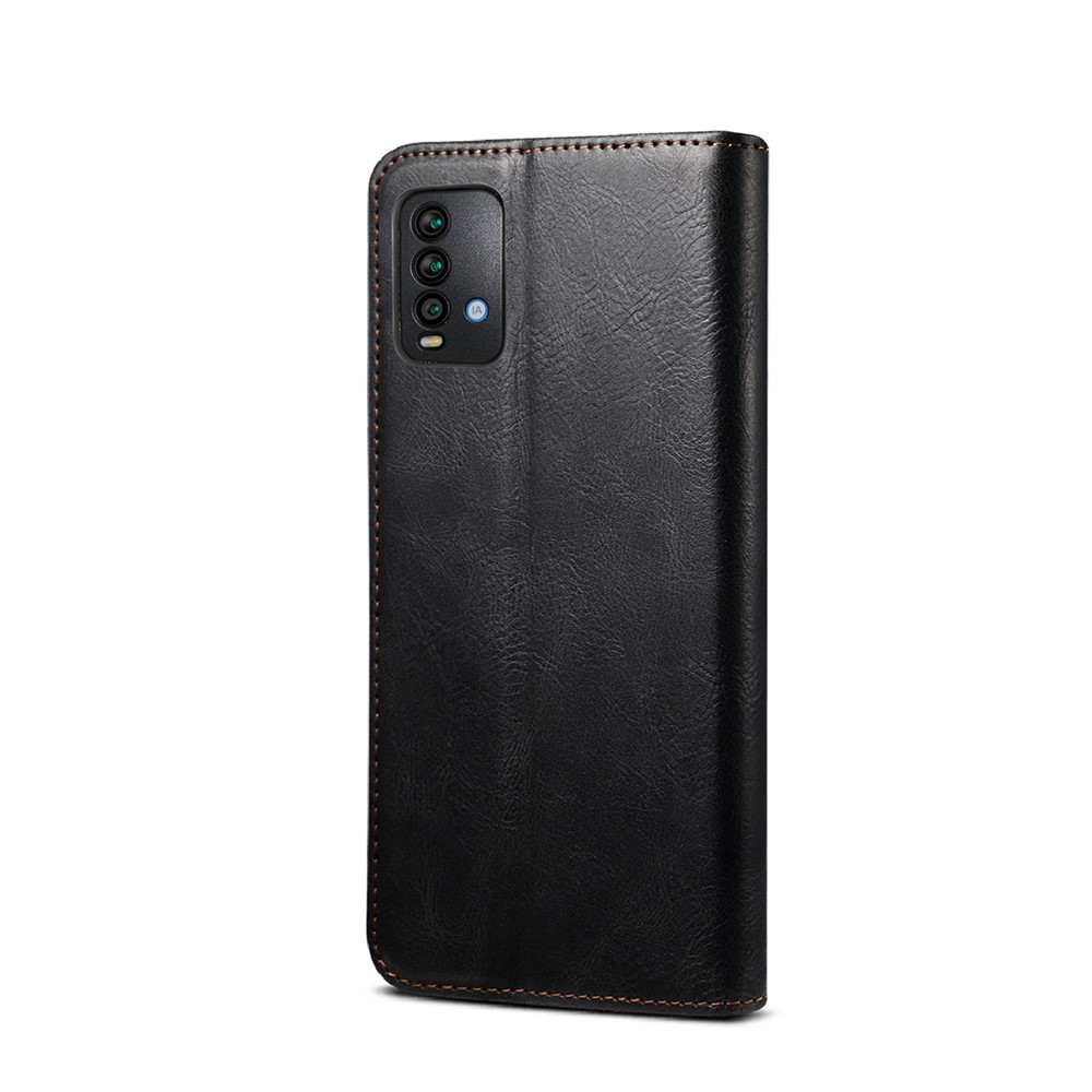 Precise Cut-Out Oil Wax Surface PU Leather+TPU Wallet Stand Phone Cover for Xiaomi Redmi Note 9 4G (Qualcomm Snapdragon 662) - Black-2