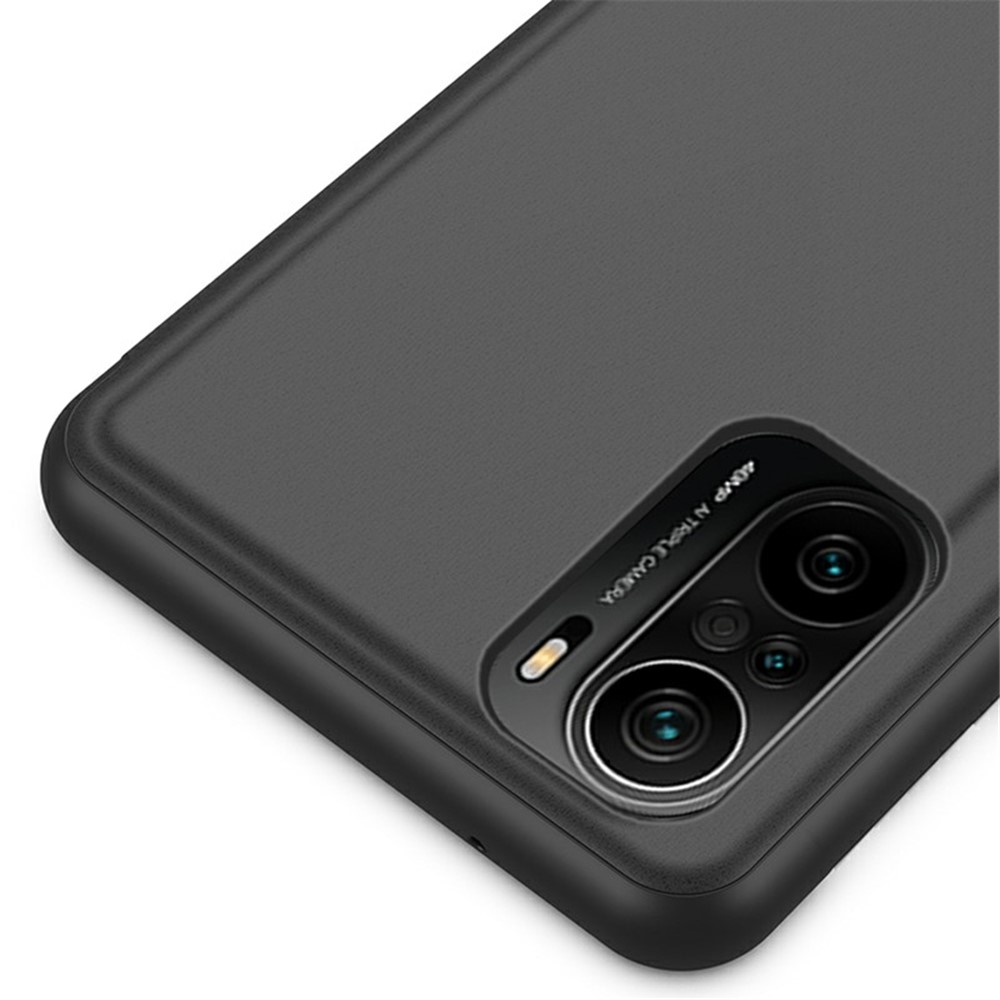 View Window Electroplated Mirror Surface Leather Shell Case with Stand for Xiaomi Redmi K40 / K40 Pro - Black-3
