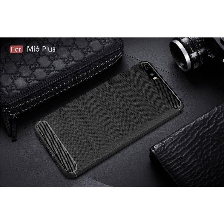 Carbon Fibre Brushed TPU Case for Xiaomi Mi 6 Plus - Black-10