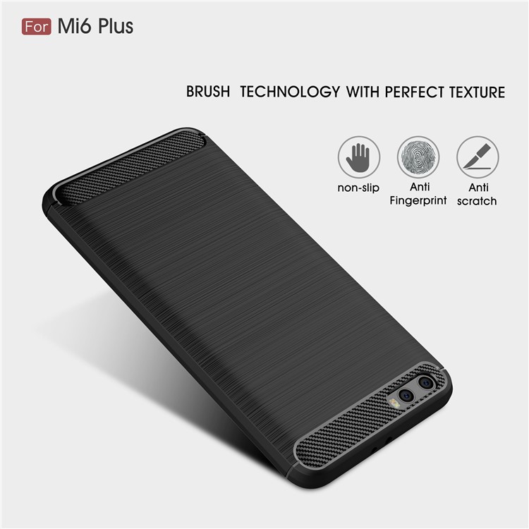 Carbon Fibre Brushed TPU Case for Xiaomi Mi 6 Plus - Black-3