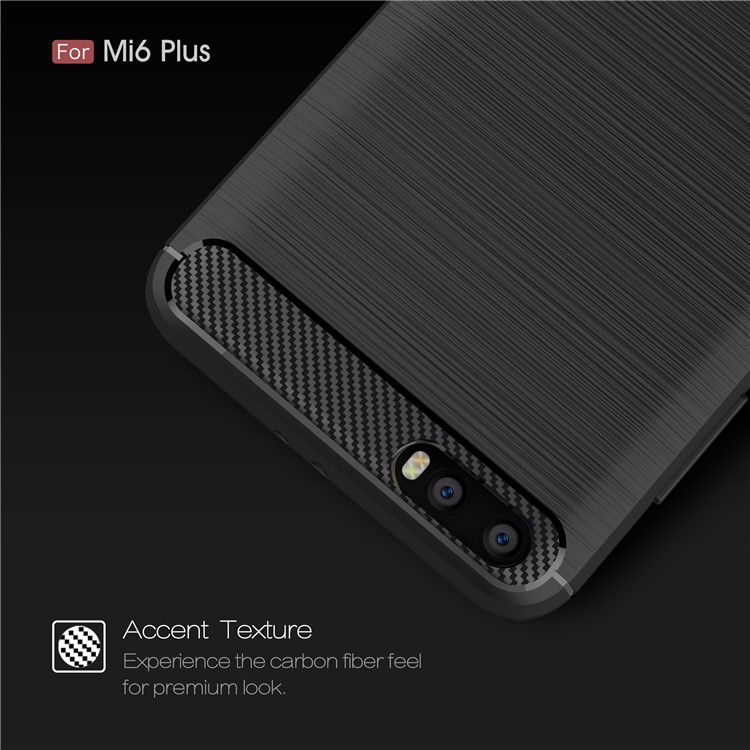 Carbon Fibre Brushed TPU Case for Xiaomi Mi 6 Plus - Black-4