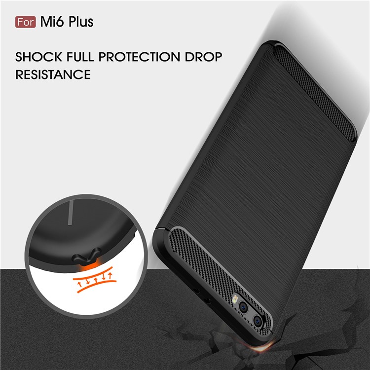 Carbon Fibre Brushed TPU Case for Xiaomi Mi 6 Plus - Black-6