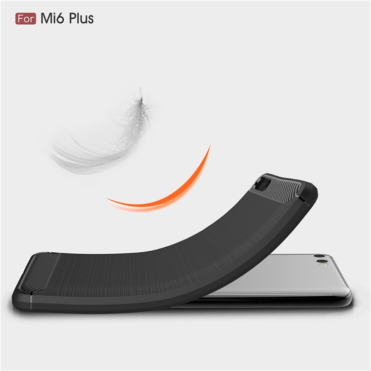 Carbon Fibre Brushed TPU Case for Xiaomi Mi 6 Plus - Black-7