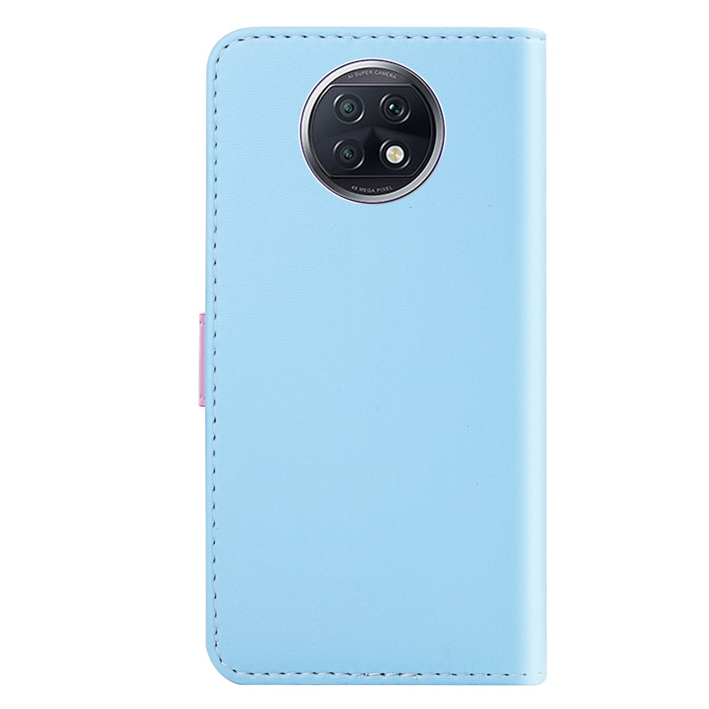 Three-color Splicing Wallet Stand Protector PU Leather Shell for Xiaomi Redmi Note 9T 5G / Note 9 5G - Blue/Purple/Grey-3