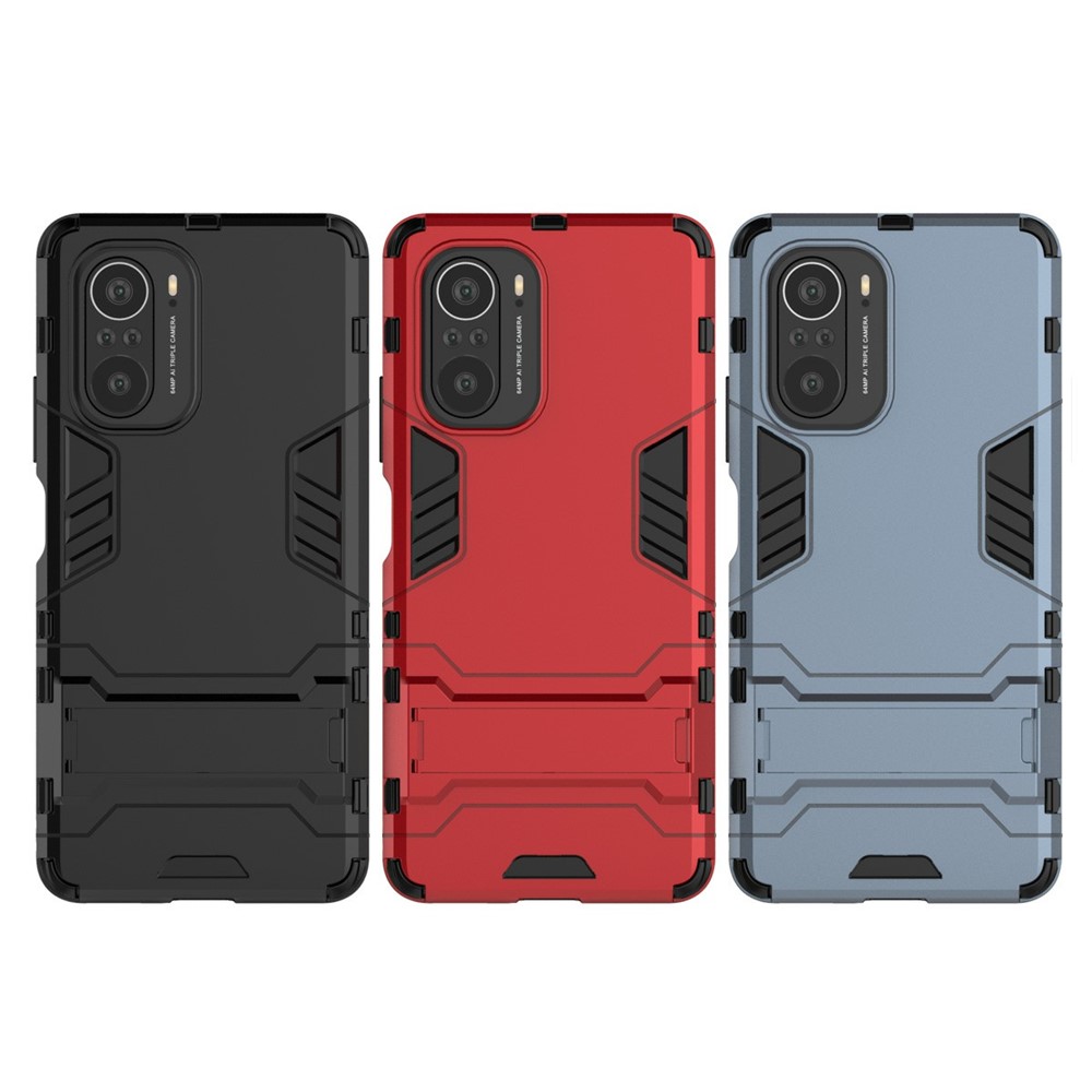 2 in 1 Kickstand Plastic + TPU Hybrid Phone Back Cover Case for Xiaomi Redmi K40 / K40 Pro - Black-2