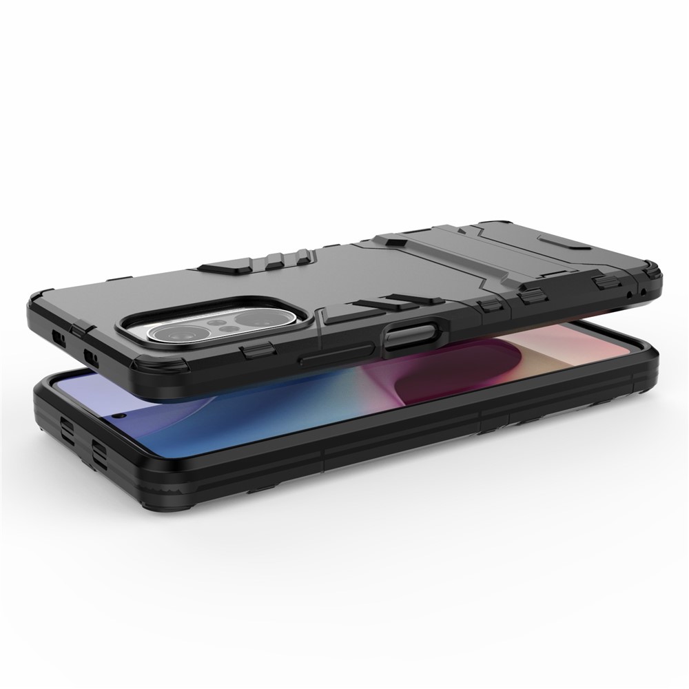 2 in 1 Kickstand Plastik + TPU Hybrid Telefon Zurück -deckungskoffer Für Xiaomi Redmi K40/Redmi K40 Pro/Poco F3/Mi 11i - Schwarz