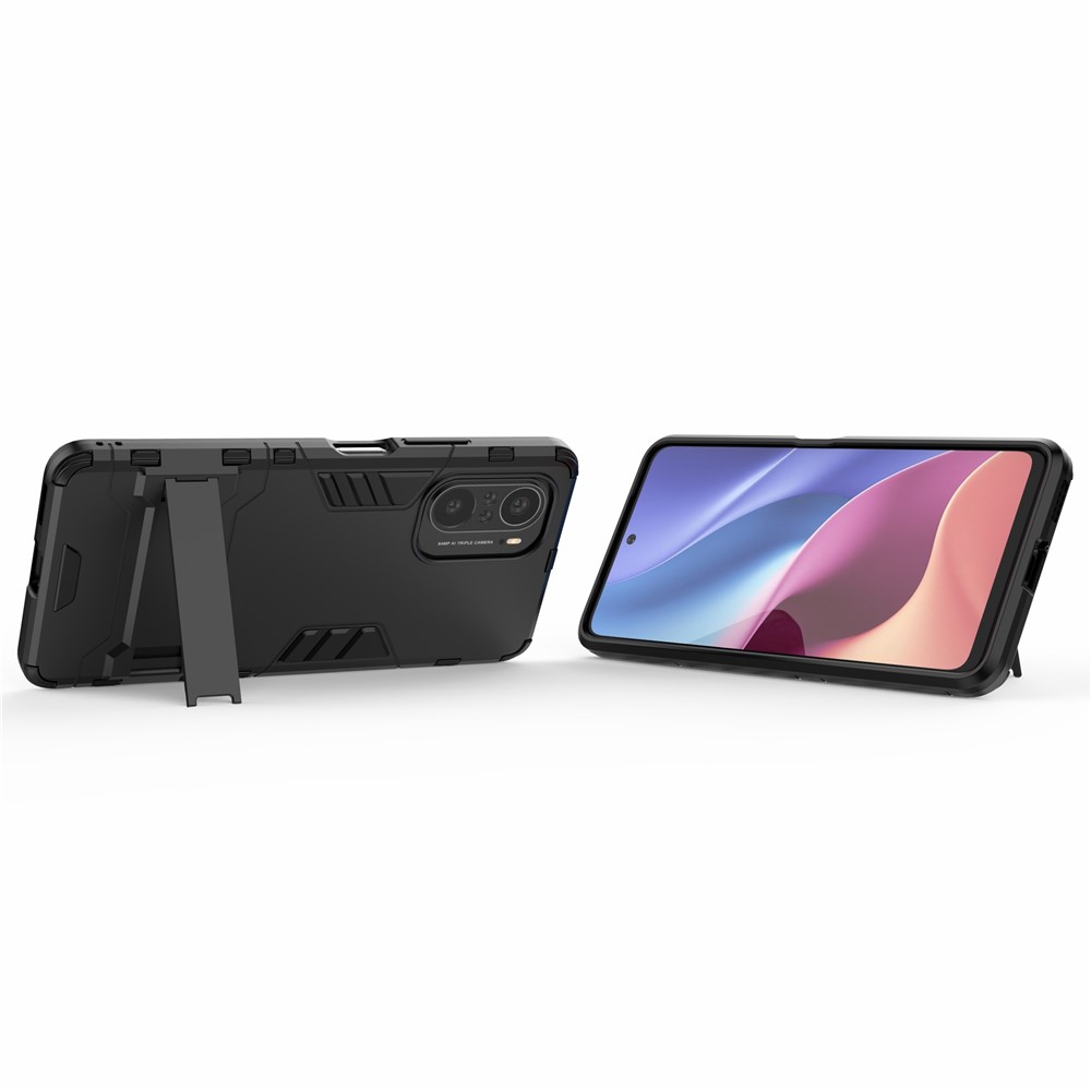 2 en 1 Kickstand Plastic + TPU Hybrid Téléphone Back Cover Cover Pour Xiaomi Redmi K40 / Redmi K40 Pro / Poco f3 / mi 11i - le Noir