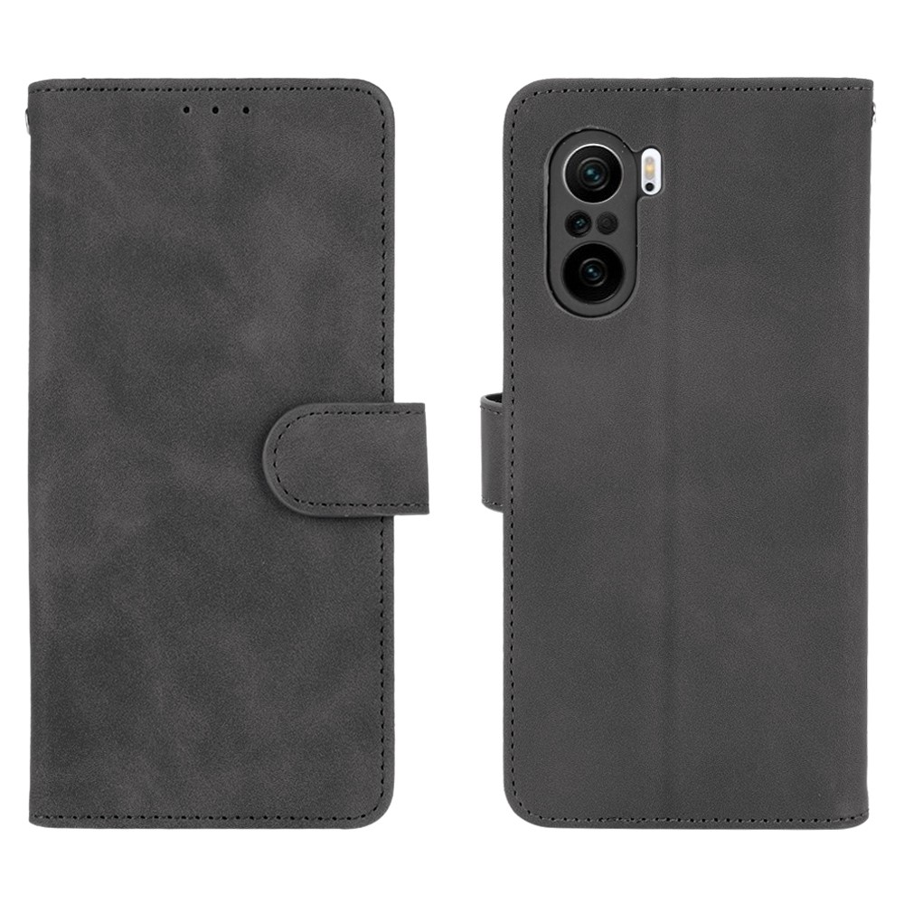 Skin-touch Leather Flip Cover Shell for Xiaomi Redmi K40 / K40 Pro - Black-1