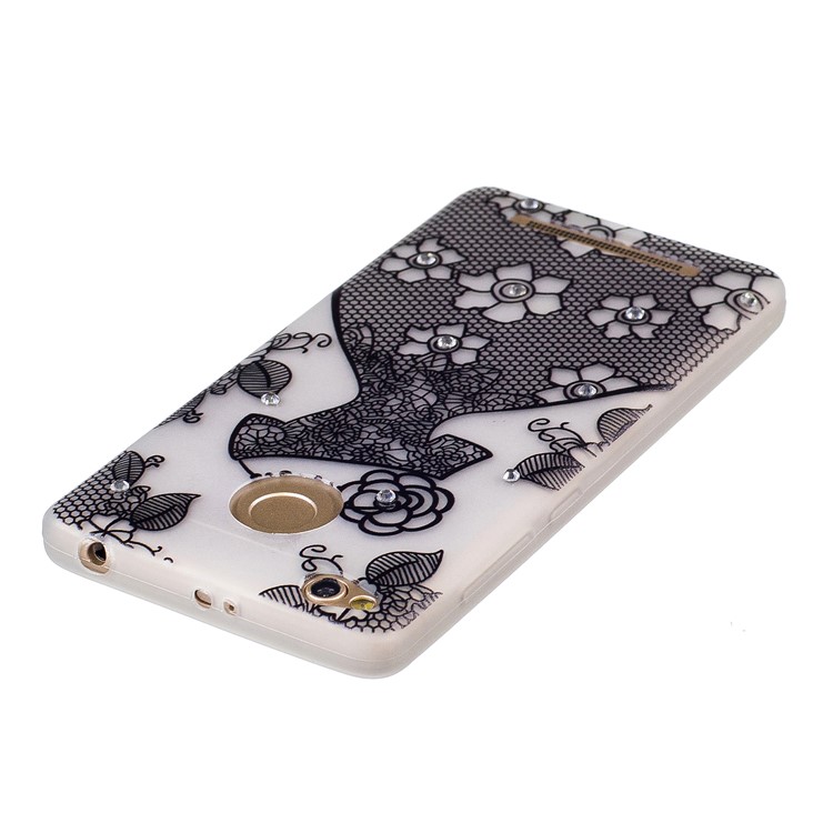 Rhinestone Decoration Embossed Luminous TPU Case Accessory for Xiaomi Redmi 3s - Beautiful Skirt-3