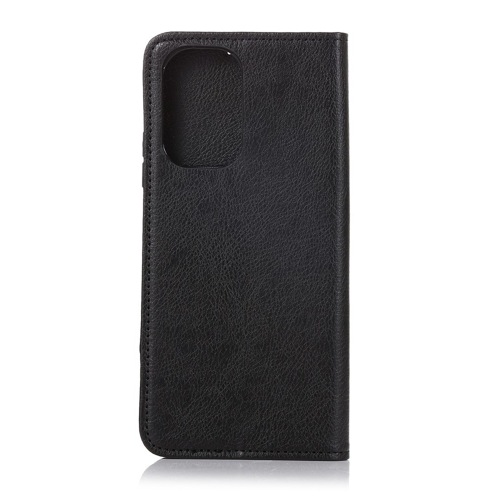 Auto-absorbed Litchi Texture Split Leather Wallet Stand Case Cover for Xiaomi Redmi Note 10 4G/Note 10S - Black-2