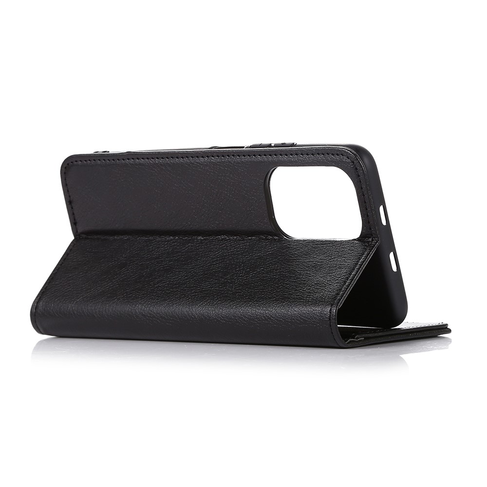 Auto-absorbed Litchi Texture Split Leather Wallet Stand Case Cover for Xiaomi Redmi Note 10 4G/Note 10S - Black-3