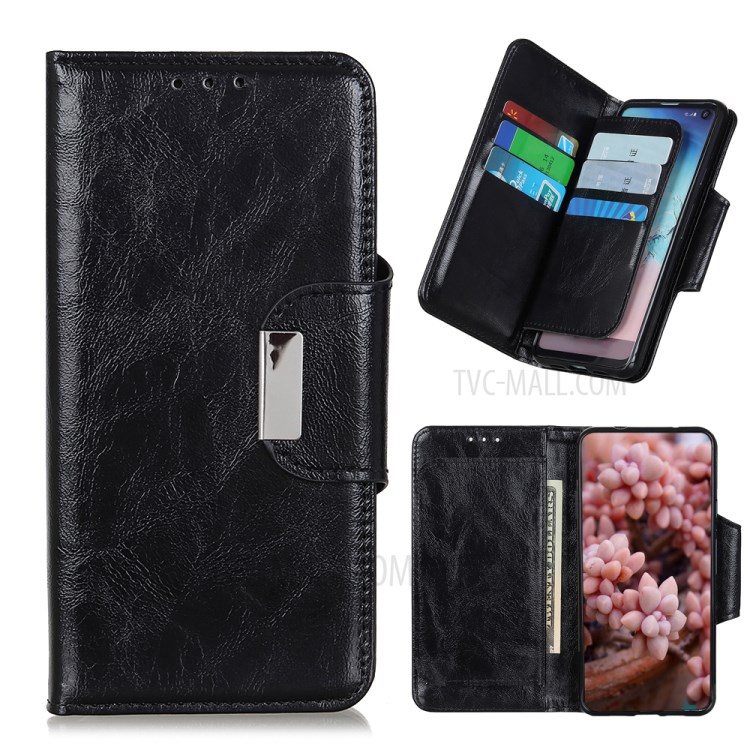 Crazy Horse Texture Leather Multiple Card Slots Design Phone Cover Case for Xiaomi Redmi Note 10 4G - Black-1