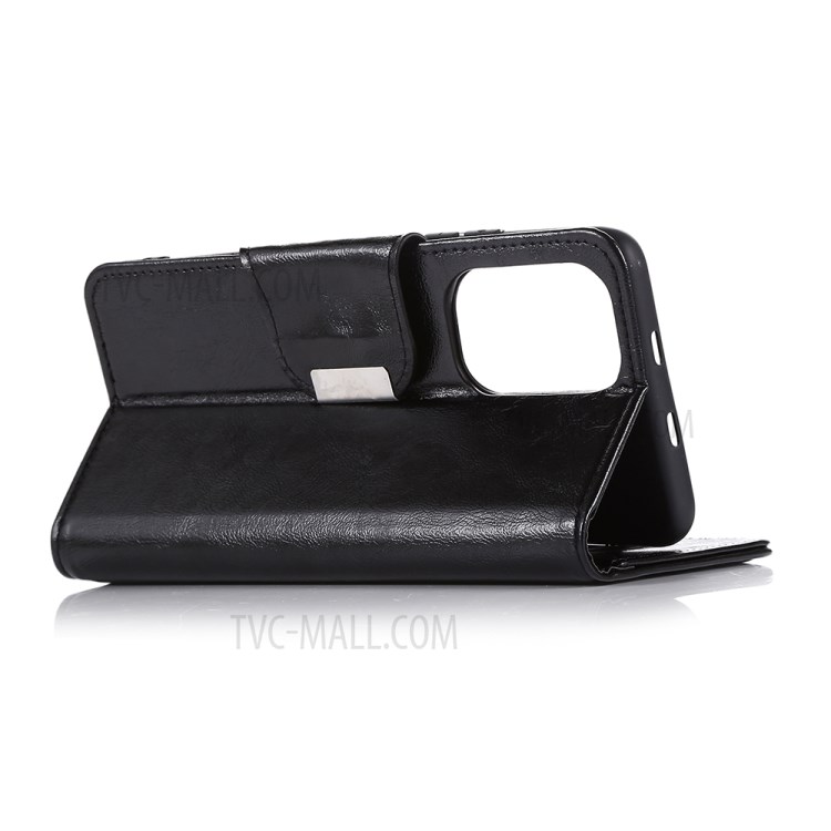 Crazy Horse Texture Leather Multiple Card Slots Design Phone Cover Case for Xiaomi Redmi Note 10 4G - Black-4