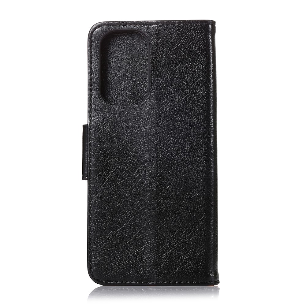 Nappa Texture Split Leather Wallet Stand Phone Cover Shell for Xiaomi Redmi Note 10 4G/Note 10S - Black-2