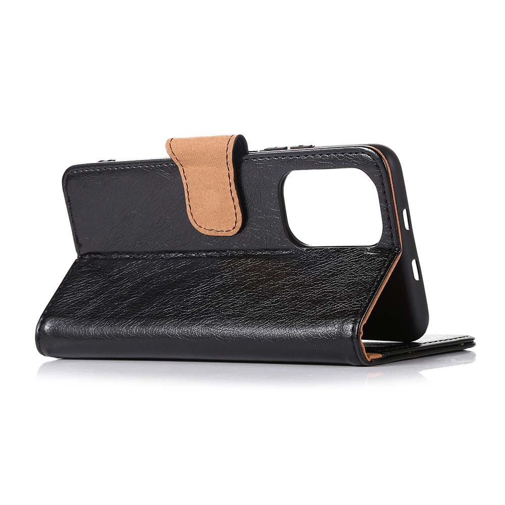 Nappa Texture Split Leather Wallet Stand Phone Cover Shell for Xiaomi Redmi Note 10 4G/Note 10S - Black-3