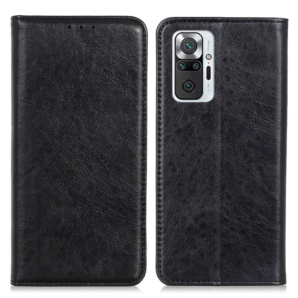 Crazy Horse Texture Auto-absorbed Wallet Stand PU Leather Phone Shell Case for Xiaomi Redmi Note 10 Pro - Black-1