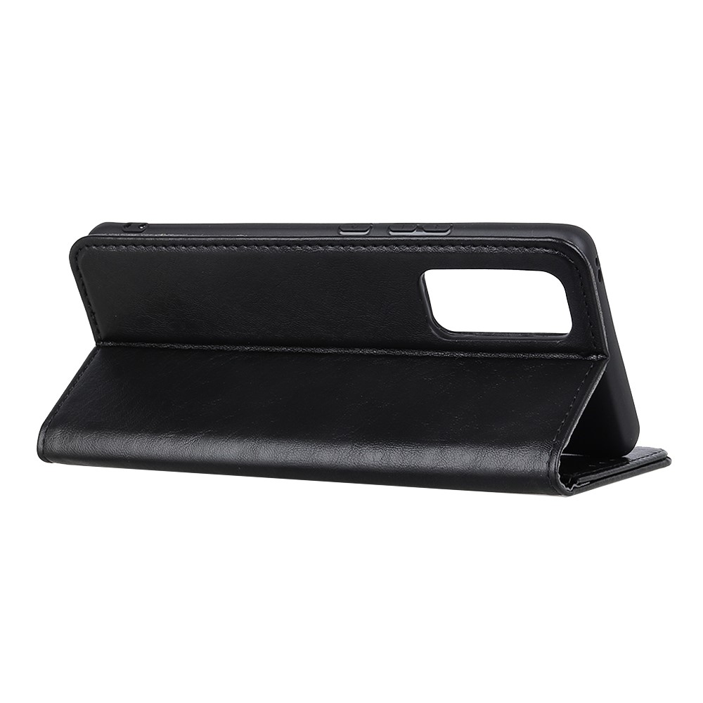 Crazy Horse Texture Auto-absorbed Wallet Stand PU Leather Phone Shell Case for Xiaomi Redmi Note 10 Pro - Black-3