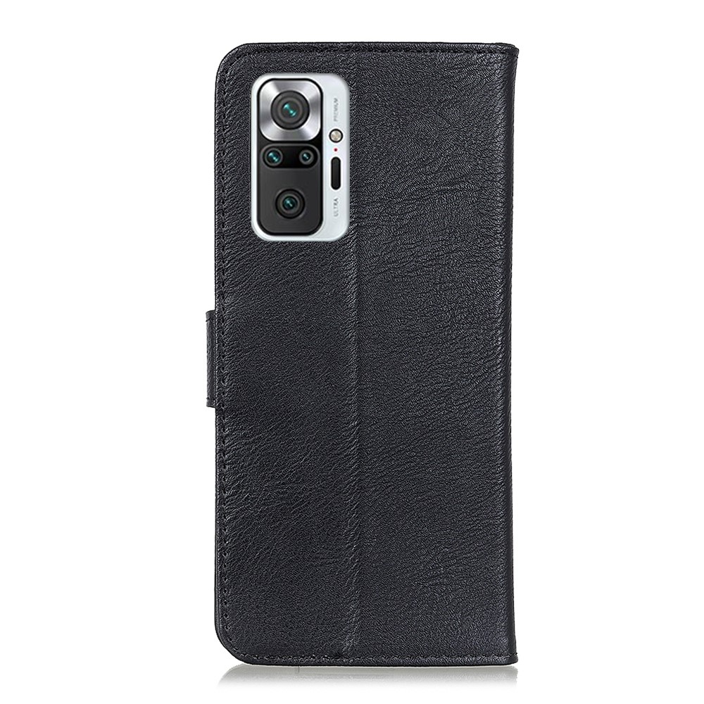KHAZNEH Magnetic Buckle Design Wallet PU Leather Phone Stand Shell Case for Xiaomi Redmi Note 10 Pro - Black-2