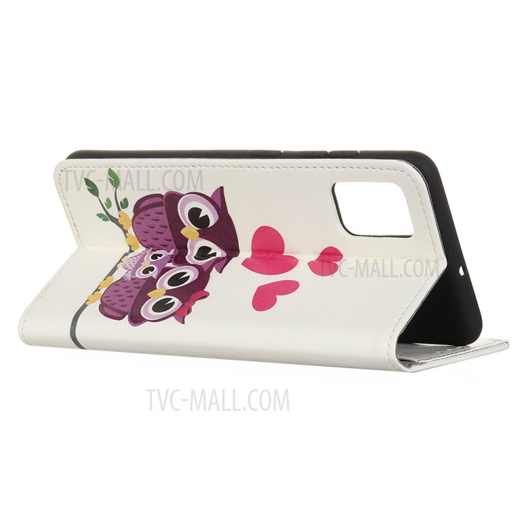 Pattern Printing Wallet Stand Design PU Leather Phone Cover Shell for Xiaomi Redmi Note 10 4G / Note 10S - Heart and Owl-3