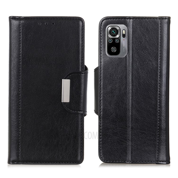 Wallet Design PU Leather Phone Cover with Stand for Xiaomi Redmi Note 10 4G/Note 10S - Black-1