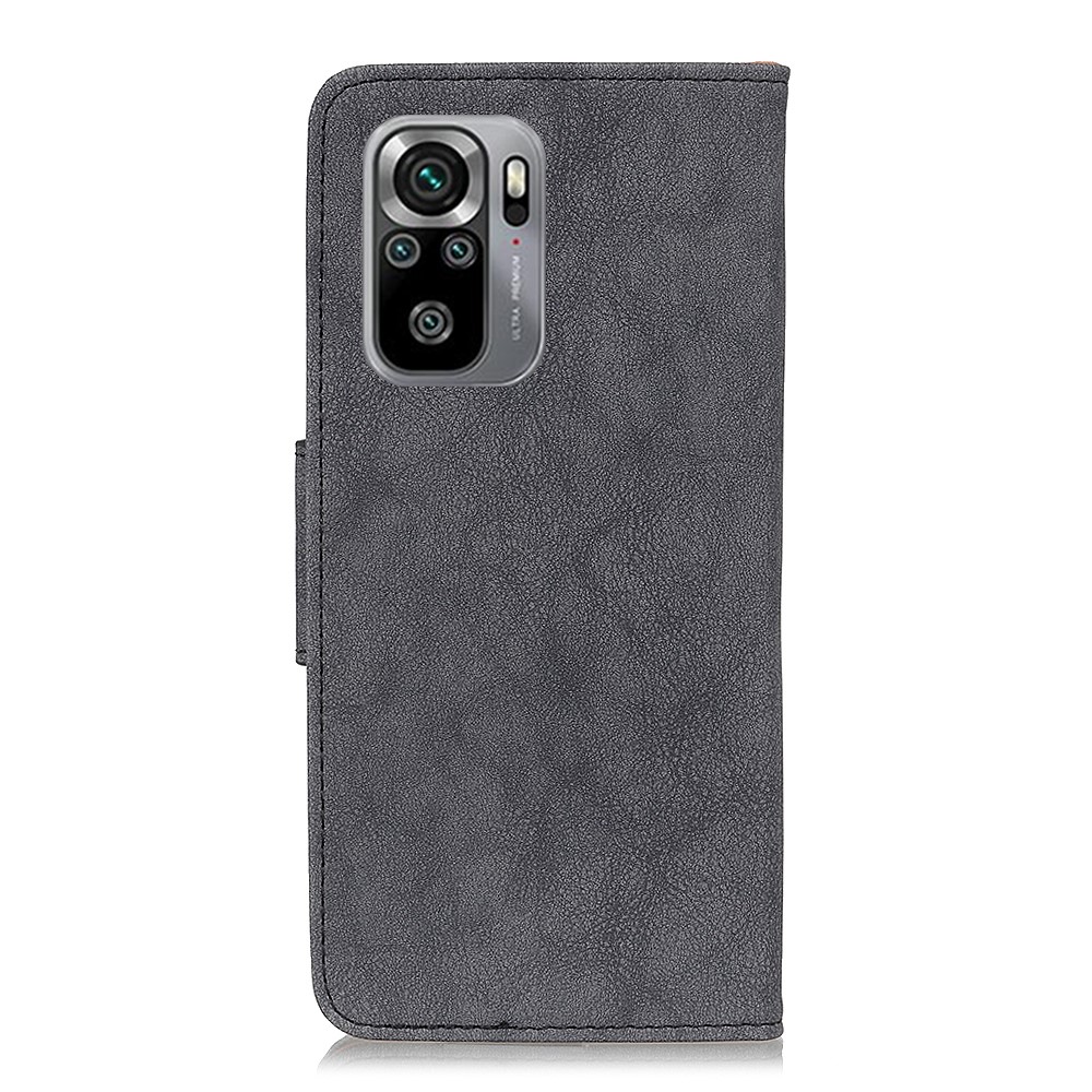 Vintage Style Split Leather Wallet Stand Mobile Phone Cover Case for Xiaomi Redmi Note 10 4G / Note 10S - Grey-2