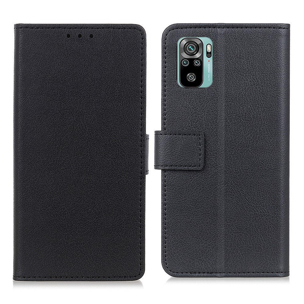 Stand Design PU Leather Full Protection Phone Cover Shell Case with Wallet for Xiaomi Redmi Note 10 4G/Note 10S - Black-1