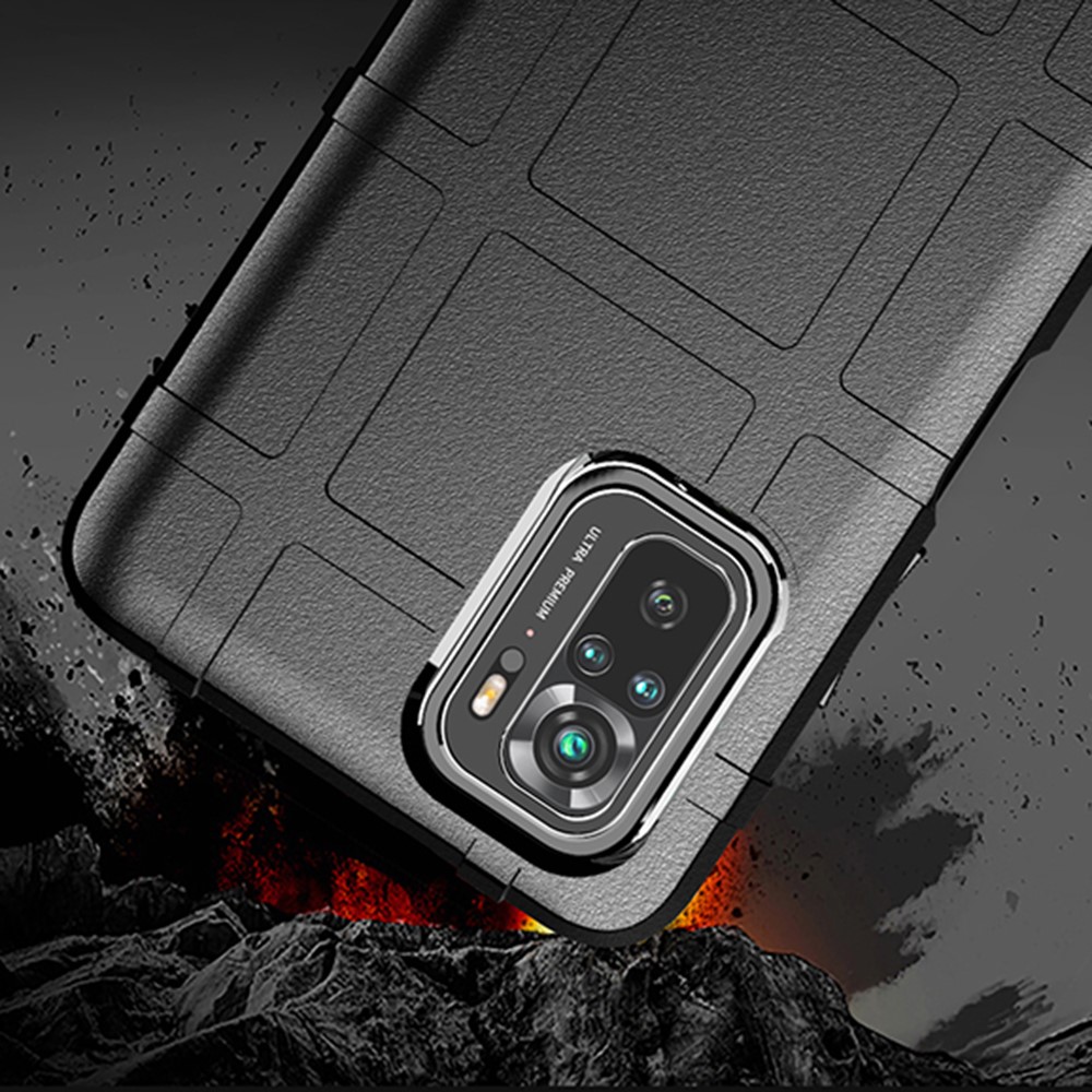 For Xiaomi Redmi Note 10 4G/Note 10S Shock-Absorbed Rugged Square Grid Skin TPU Back Case - Black-10