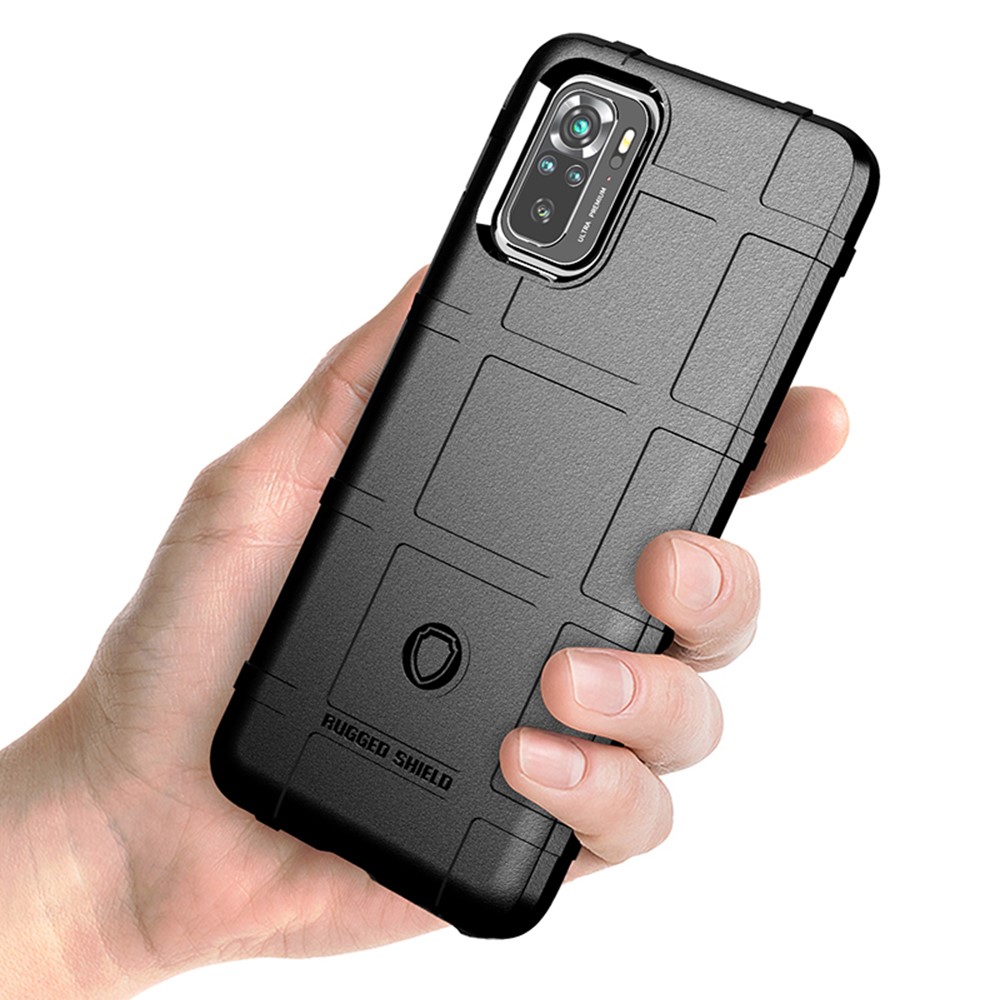 For Xiaomi Redmi Note 10 4G/Note 10S Shock-Absorbed Rugged Square Grid Skin TPU Back Case - Black-6