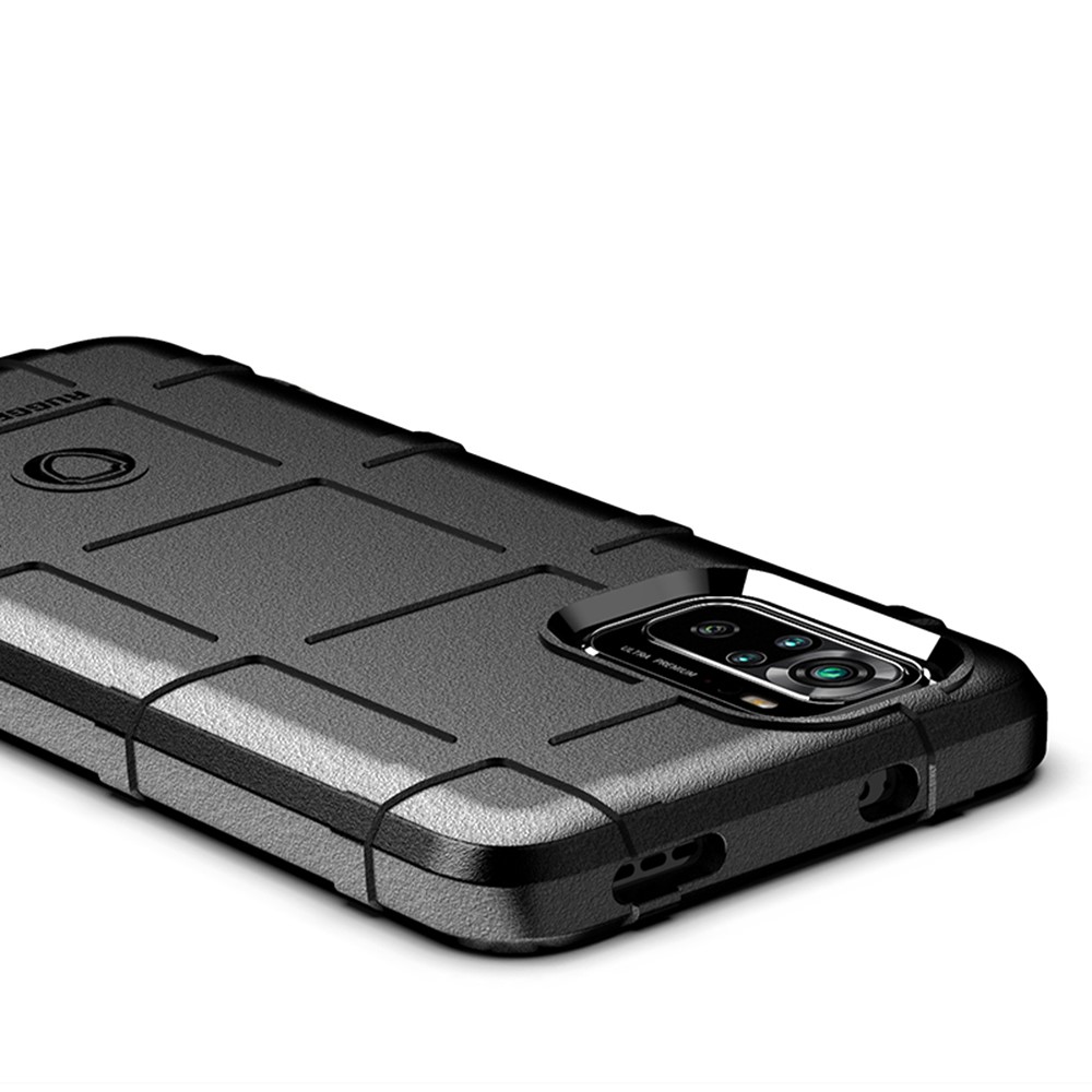 For Xiaomi Redmi Note 10 4G/Note 10S Shock-Absorbed Rugged Square Grid Skin TPU Back Case - Black-8
