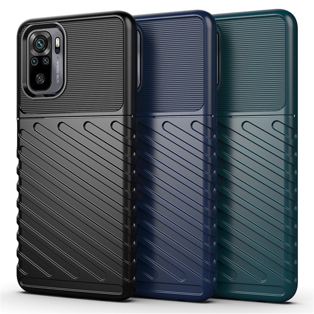 Thunder Series Thickened Twill Texture Soft TPU Phone Cover for Xiaomi Redmi Note 10 4G/Note 10S - Black-2
