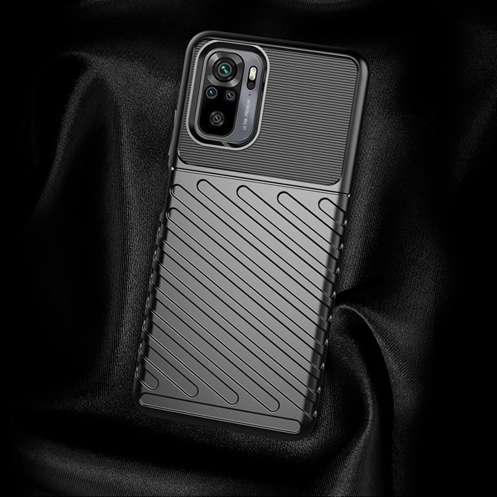 Thunder Series Thickened Twill Texture Soft TPU Phone Cover for Xiaomi Redmi Note 10 4G/Note 10S - Black-4