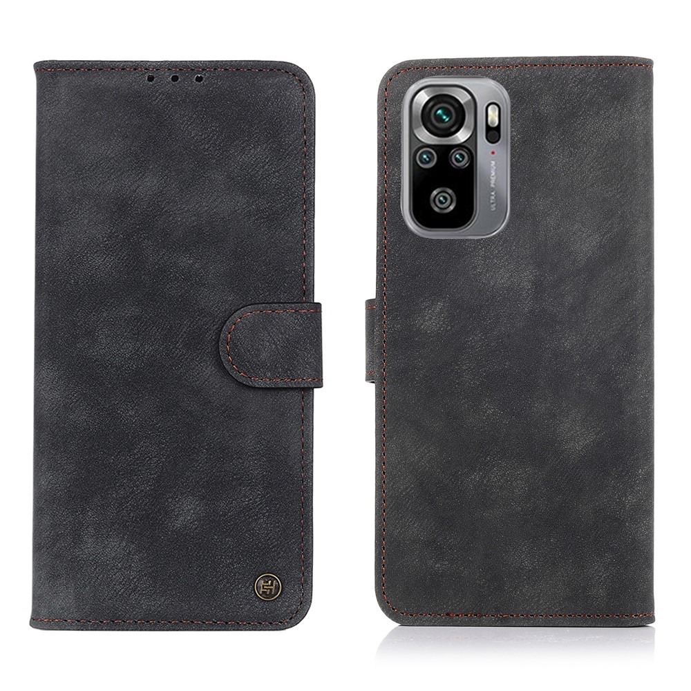 For Xiaomi Redmi Note 10 4G/Note 10S Magnetic Closure Design Wallet PU Leather Stand Cover Case - Black-1