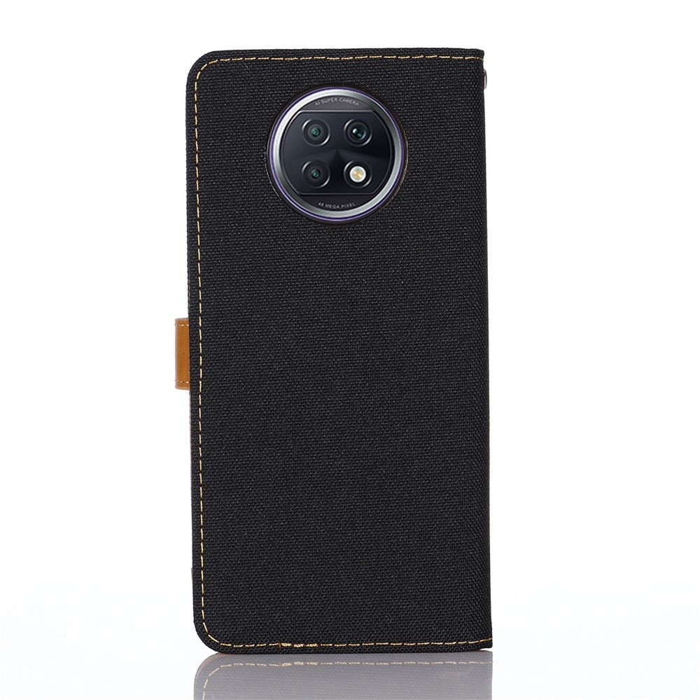 Jeans Cloth Wallet PU Leather Stand Protector Case for Xiaomi Redmi Note 9T 5G / Note 9 5G - Black-3