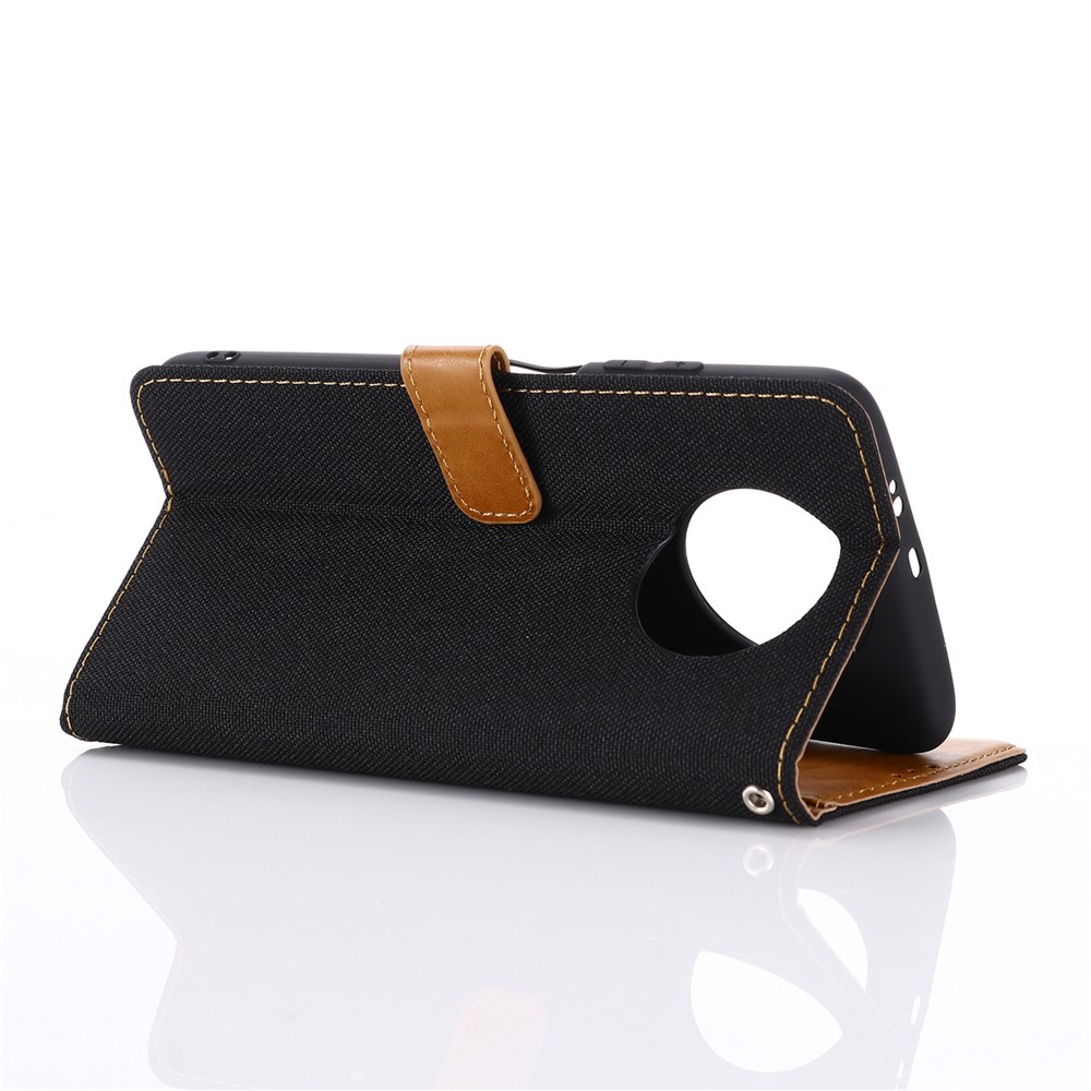 Jeans Cloth Wallet PU Leather Stand Protector Case for Xiaomi Redmi Note 9T 5G / Note 9 5G - Black-4