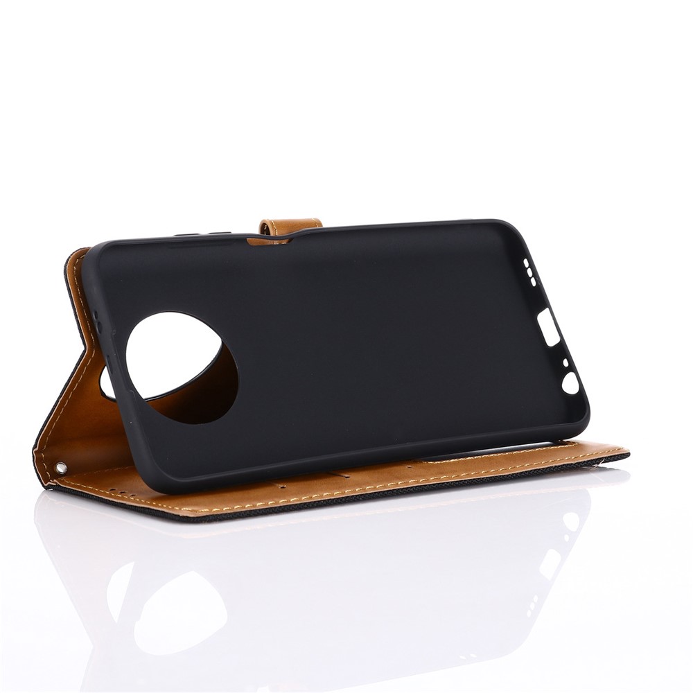 Jeans Cloth Wallet PU Leather Stand Protector Case for Xiaomi Redmi Note 9T 5G / Note 9 5G - Black-5