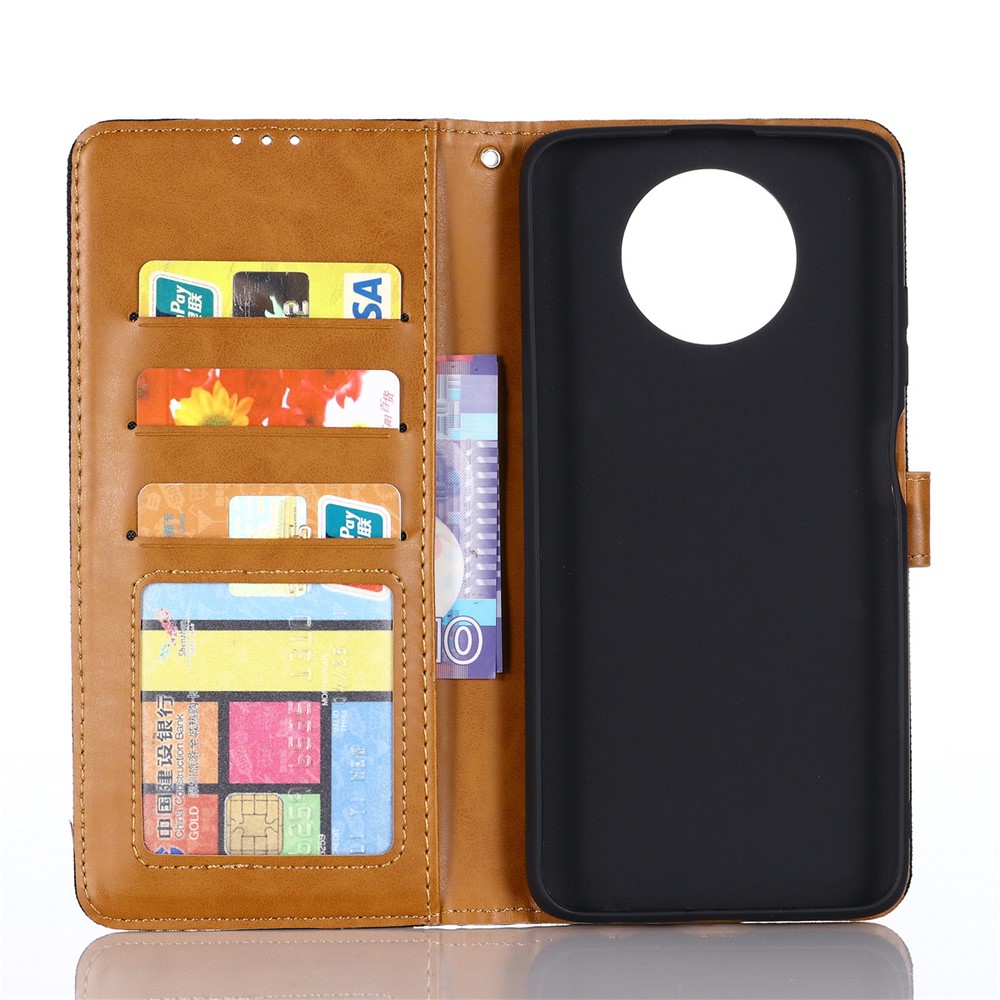 Jeans Cloth Wallet PU Leather Stand Protector Case for Xiaomi Redmi Note 9T 5G / Note 9 5G - Black-6
