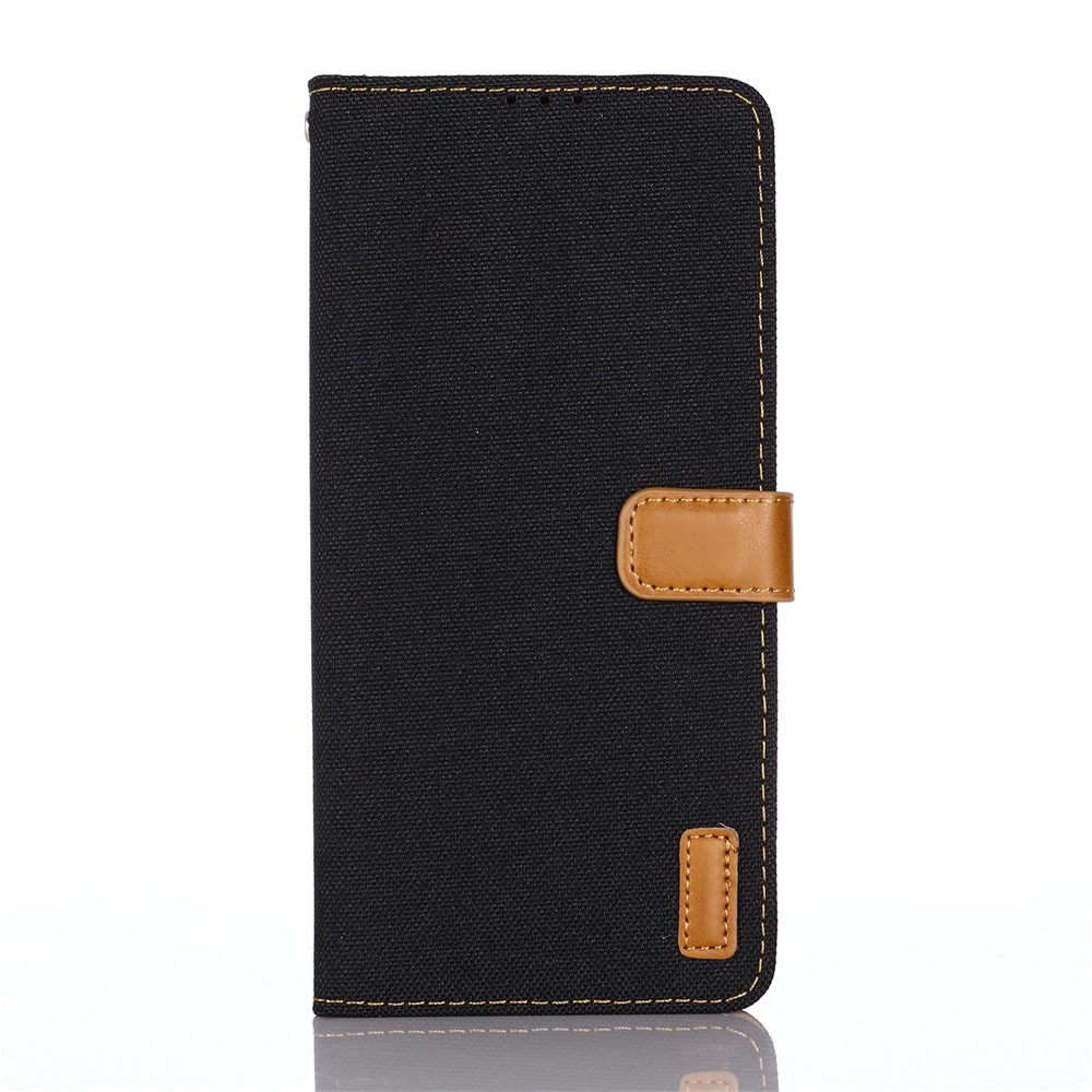 Jeans Cloth Wallet PU Leather Stand Protector Case for Xiaomi Redmi 9T - Black-2