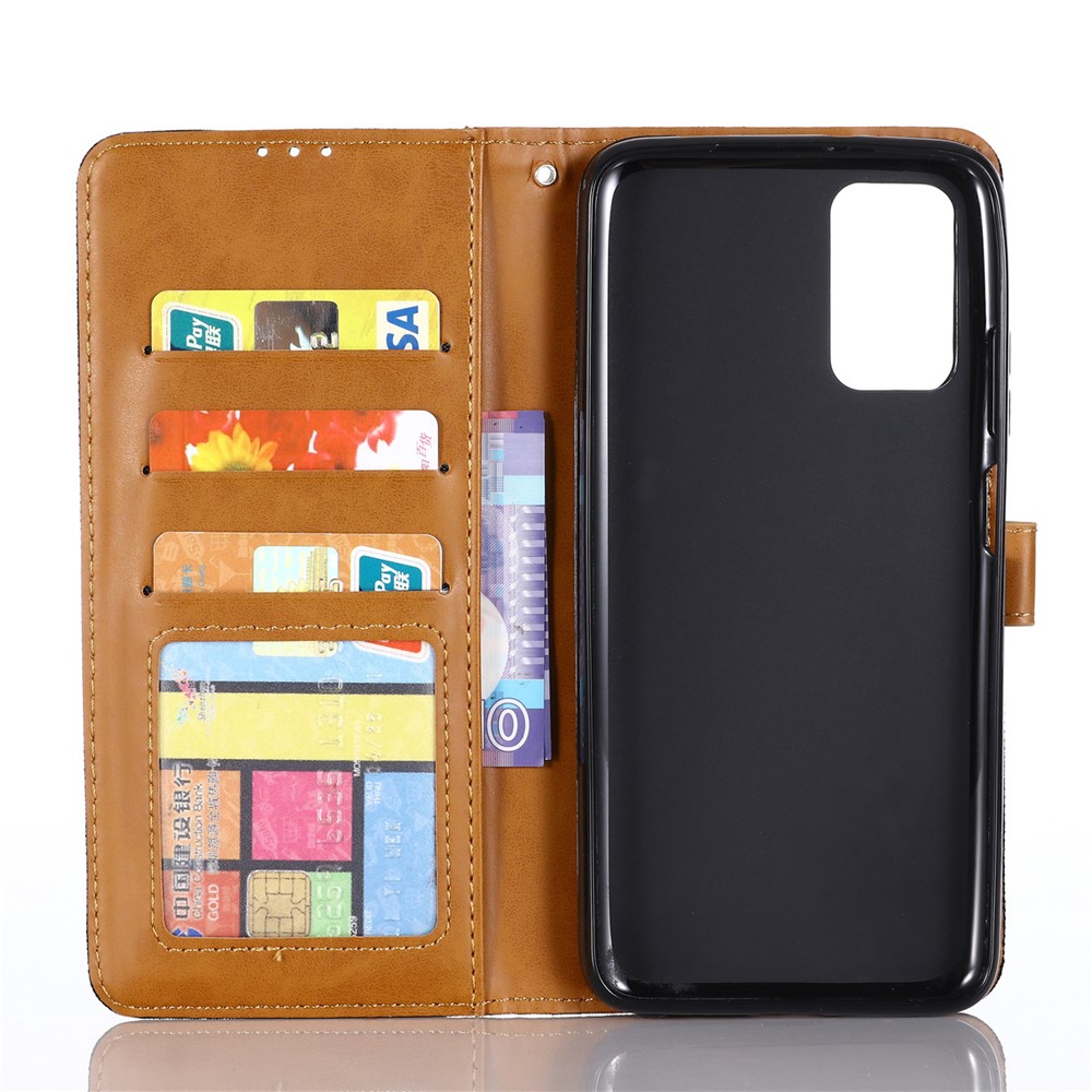 Jeans Cloth Wallet PU Leather Stand Protector Case for Xiaomi Redmi 9T - Black-5