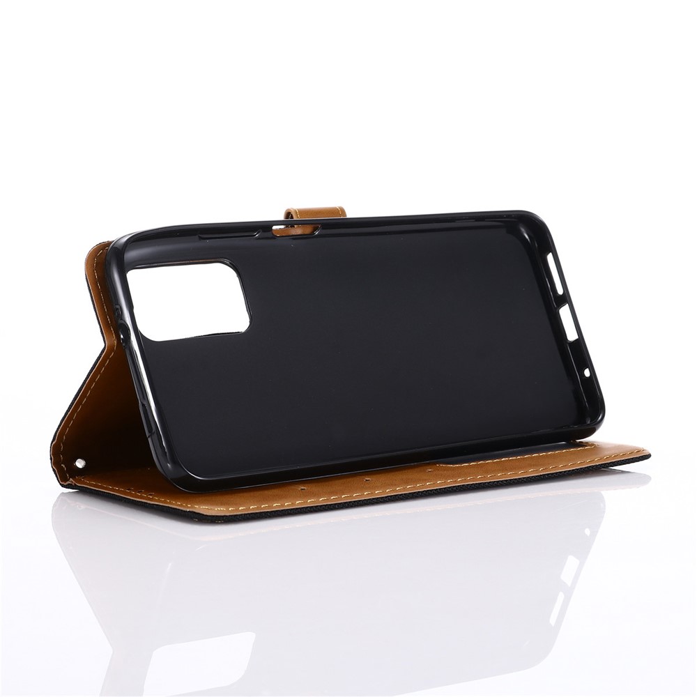 Jeans Cloth Wallet PU Leather Stand Protector Case for Xiaomi Redmi 9T - Black-6