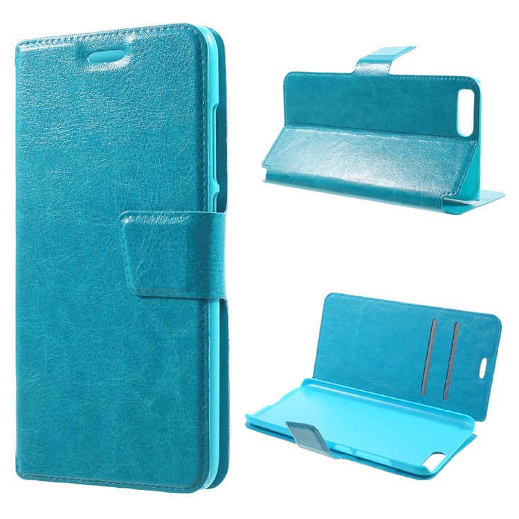 Crazy Horse PU Leather Phone Case with Card Slot for Xiaomi Mi 6 Built-in Steel Sheet - Blue-1
