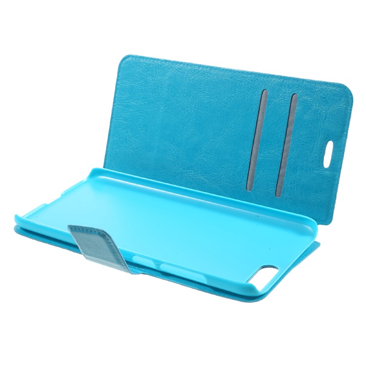 Crazy Horse PU Leather Phone Case with Card Slot for Xiaomi Mi 6 Built-in Steel Sheet - Blue-5