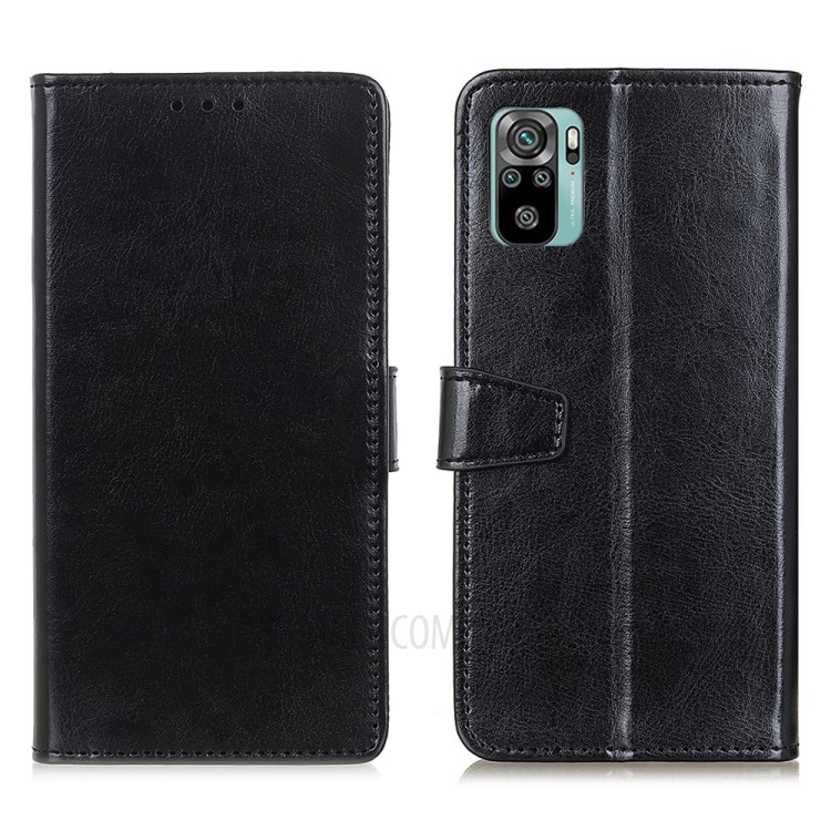 Wallet Stand Design Leather Case Phone Protective Shell for Xiaomi Redmi Note 10 4G/Note 10S - Black-1